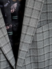 Grey/Brown Slim Fit Check Suit: Jacket - Image 9 of 9