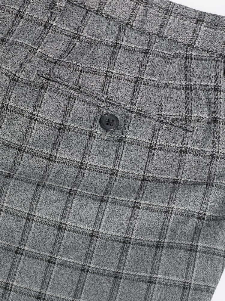 Grey/Brown Slim Fit Check Suit: Trousers - Image 7 of 7