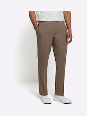 Коричневый - Эластичные брюки River Island 100% хлопок - Image 1 of 5