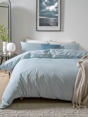 Blue Sky Cotton Rich Plain Duvet Cover and Pillowcase Set - Image 1 of 4