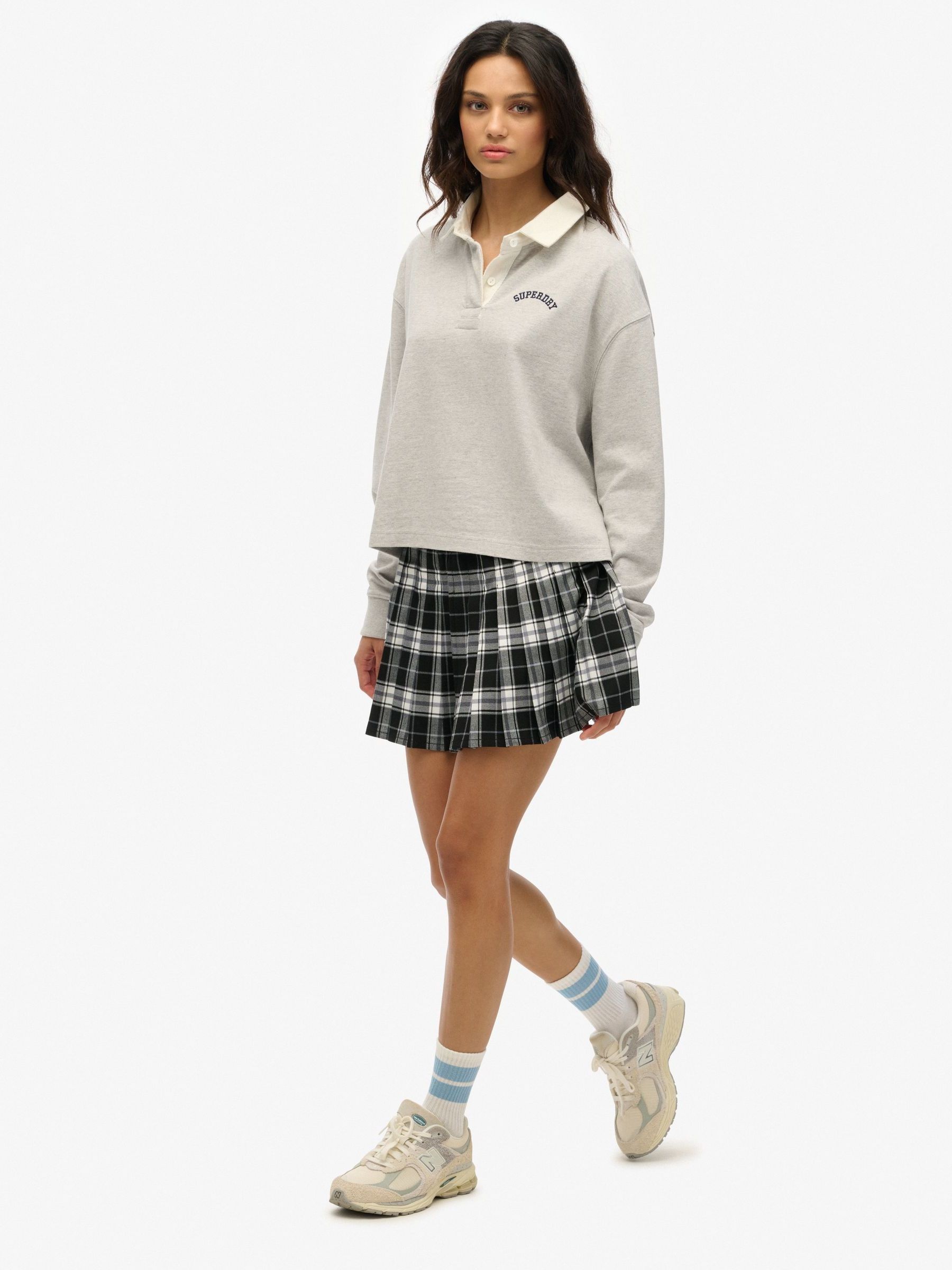 CHECKERED PLEATED MINI SKIRT BLACK