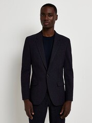 River Island Slim Blue Speckled Suit: Jacket - Image 1 of 5