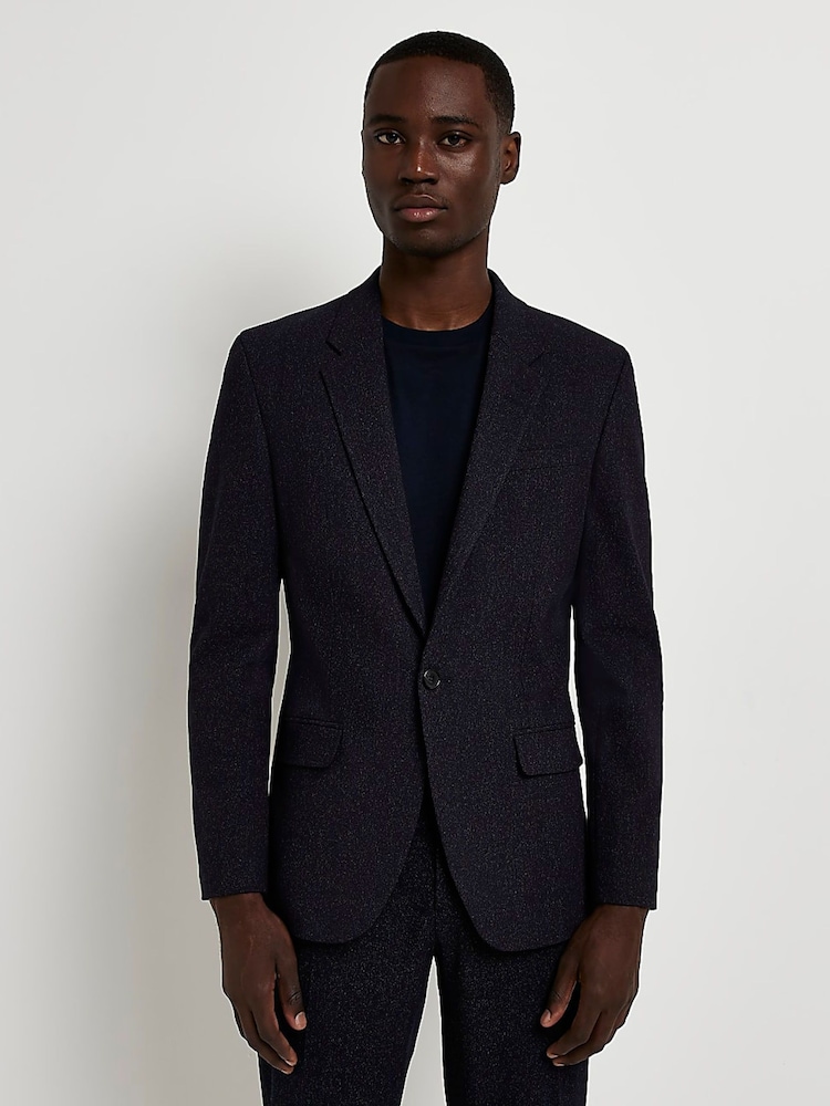 River Island Slim Blue Speckled Suit: Jacket - Image 1 of 5 River Island Slim Blue Speckled Suit: Jacket - Image 1 of 5