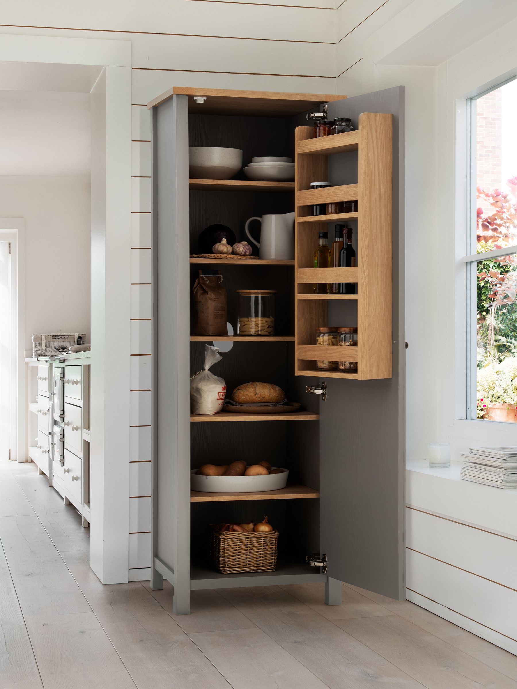 Buy Dove Grey Malvern Oak Effect Kitchen Larder Cupboard from the Next UK online shop