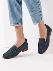 Navy Blue Suede Forever Comfort® Moccasin Loafers - Image 1 of 6
