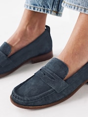 Navy Blue Suede Forever Comfort® Moccasin Loafers - Image 2 of 6