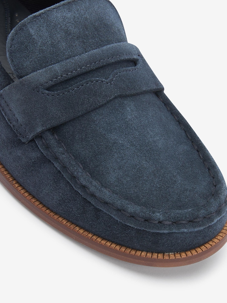 Navy Blue Suede Forever Comfort® Moccasin Loafers - Image 6 of 6