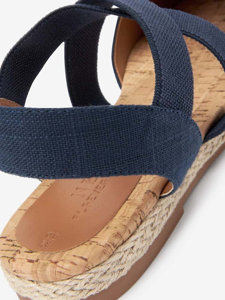 Navy Blue Regular/Wide Fit Espadrille Cross Over Flats - Image 6 of 6 Navy Blue Regular/Wide Fit Espadrille Cross Over Flats - Image 6 of 6