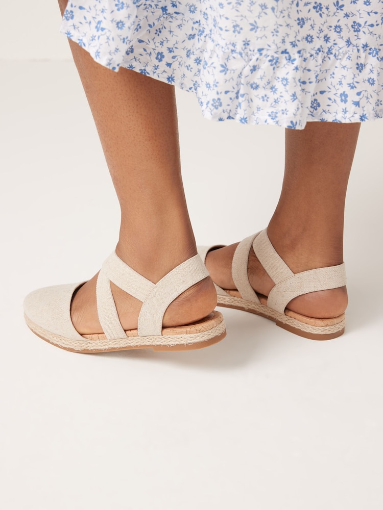 Natural Regular/Wide Fit Espadrille Cross Over Flats - Image 2 of 7 Natural Regular/Wide Fit Espadrille Cross Over Flats - Image 2 of 7