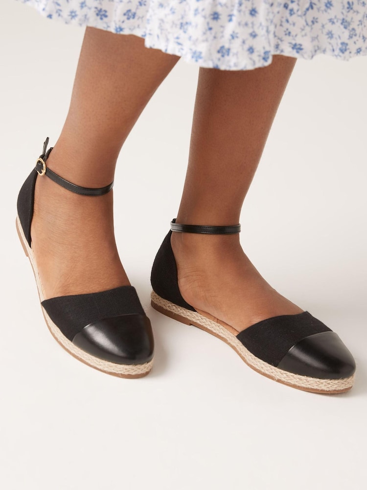 Black Closed Toe Ankle Strap Espadrille Shoes - Image 1 of 7