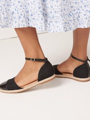Black Closed Toe Ankle Strap Espadrille Shoes - Image 3 of 7