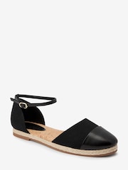 Black Closed Toe Ankle Strap Espadrille Shoes - Image 5 of 7