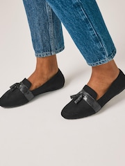 Black Material Mix Regular/Wide Fit Forever Comfort® Cleated Tassel Loafers - Image 1 of 7