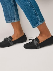 Black Material Mix Regular/Wide Fit Forever Comfort® Cleated Tassel Loafers - Image 3 of 7