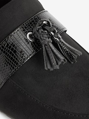 Black Material Mix Regular/Wide Fit Forever Comfort® Cleated Tassel Loafers - Image 7 of 7