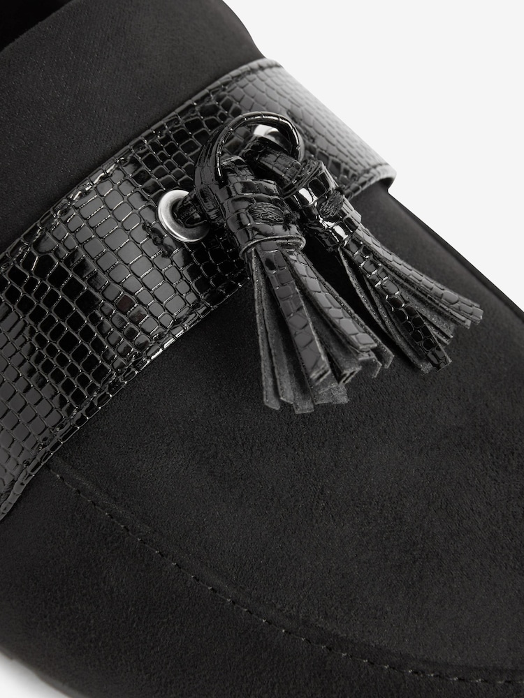 Black Material Mix Regular/Wide Fit Forever Comfort® Cleated Tassel Loafers - Image 7 of 7