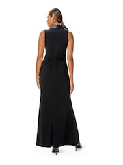 Adrianna Papell Black Jersey Tuxedo Gown - Image 2 of 5