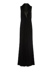 Adrianna Papell Black Jersey Tuxedo Gown - Image 5 of 5