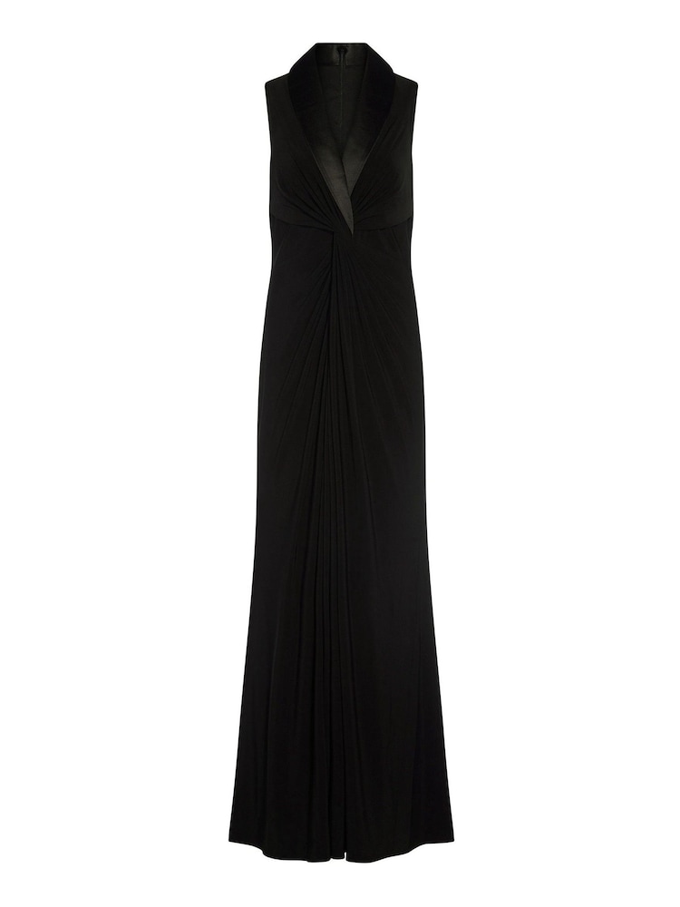 Adrianna Papell Black Jersey Tuxedo Gown - Image 5 of 5