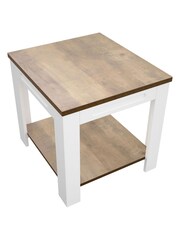 AVF White Whitesands Rustic Wood Effect Side Table - Image 3 of 5