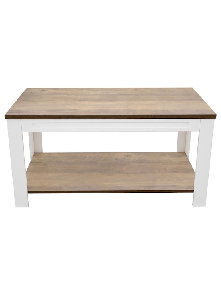 AVF White Whitesands Rustic Wood Effect Coffee Table - Image 2 of 5