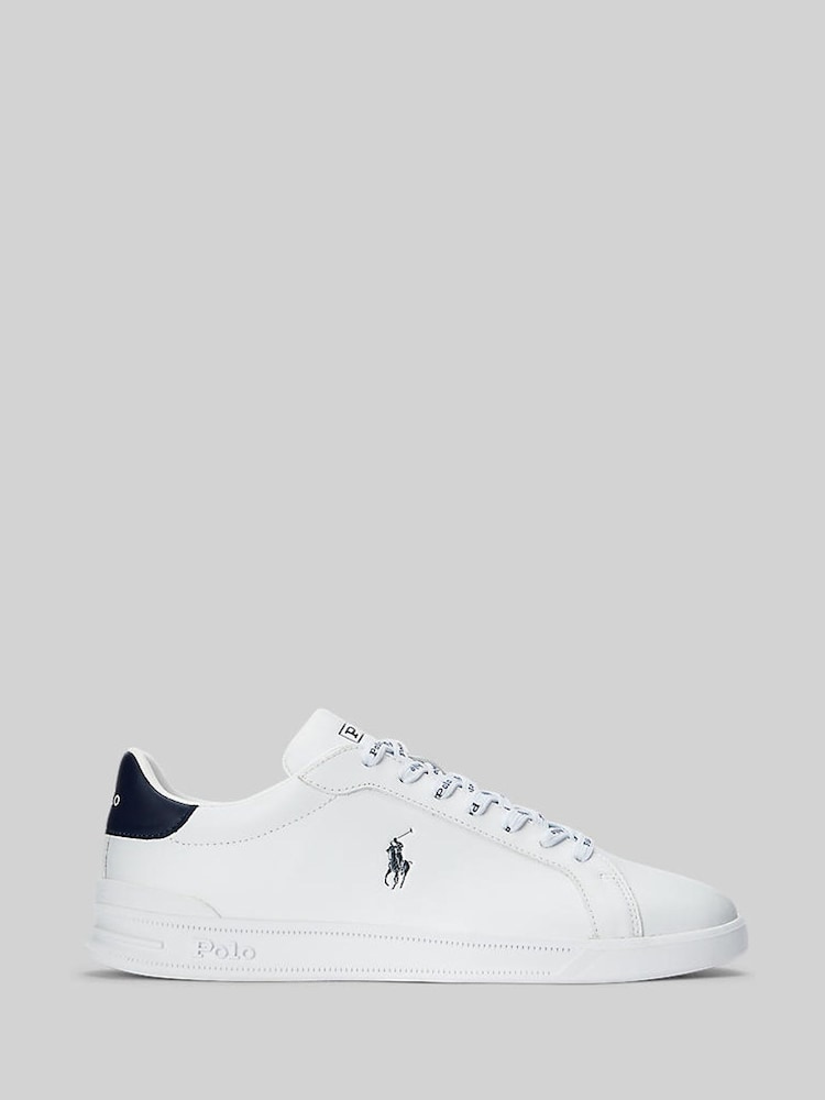 Polo Ralph Lauren White/Blue Leather Heritage Court II Trainers - Image 2 of 6