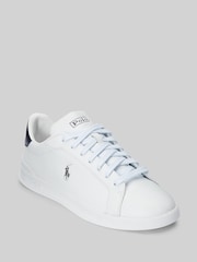 Polo Ralph Lauren White/Blue Leather Heritage Court II Trainers - Image 3 of 6