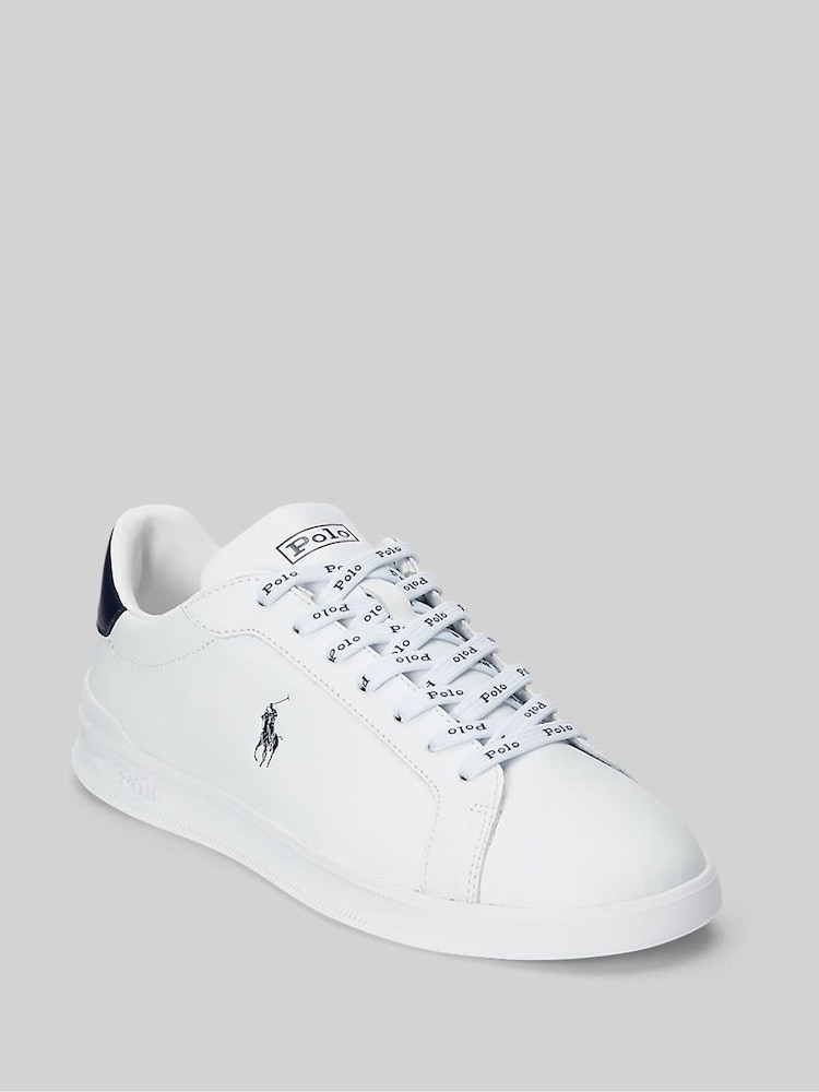 Polo Ralph Lauren White/Blue Leather Heritage Court II Trainers - Image 4 of 6