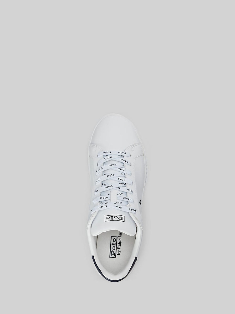 Polo Ralph Lauren White/Blue Leather Heritage Court II Trainers - Image 5 of 6