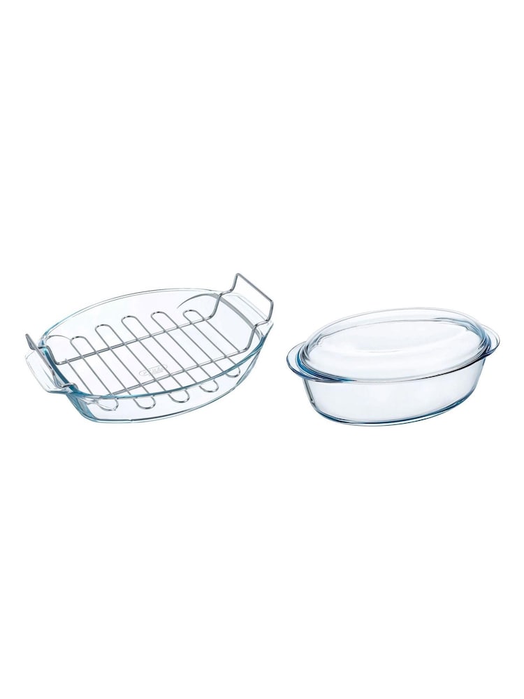 Pyrex Set of 2 Clear Roasting Set - Image 1 of 3