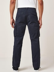 Navy Blue Next Authentic Stretch Cotton Blend Slim Fit Cargo Trousers - Image 1 of 7