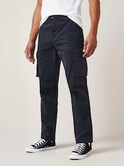 Navy Blue Next Authentic Stretch Cotton Blend Slim Fit Cargo Trousers - Image 2 of 7