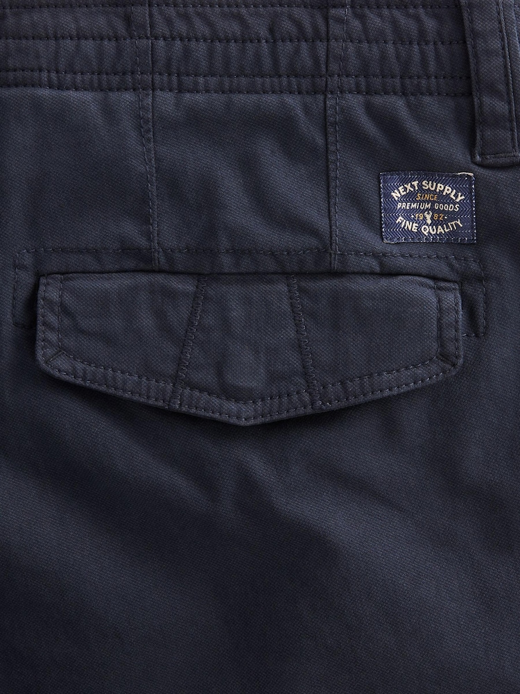 Navy Blue Next Authentic Stretch Cotton Blend Slim Fit Cargo Trousers - Image 7 of 7
