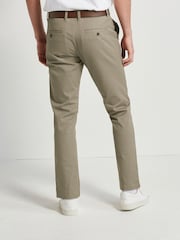 Stone Straight Fit Printed Belted Soft Touch Chino Trousers - Image 10 of 11