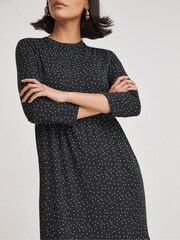 Simply Be Black Spot Supersoft Tiered Midi Dress - Image 5 of 5