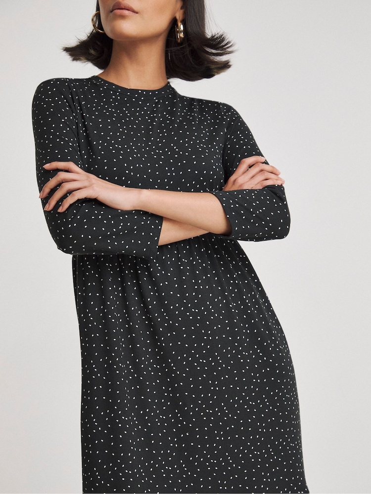 Simply Be Black Spot Supersoft Tiered Midi Dress - Image 5 of 5 Simply Be Black Spot Supersoft Tiered Midi Dress - Image 5 of 5