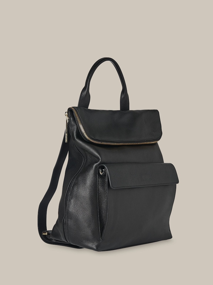 Whistles Verity Black Leather Top-Handle Backpack Tote - NEW w/Tag Buy Whistles Black Verity Backpack from Next USA main image 3