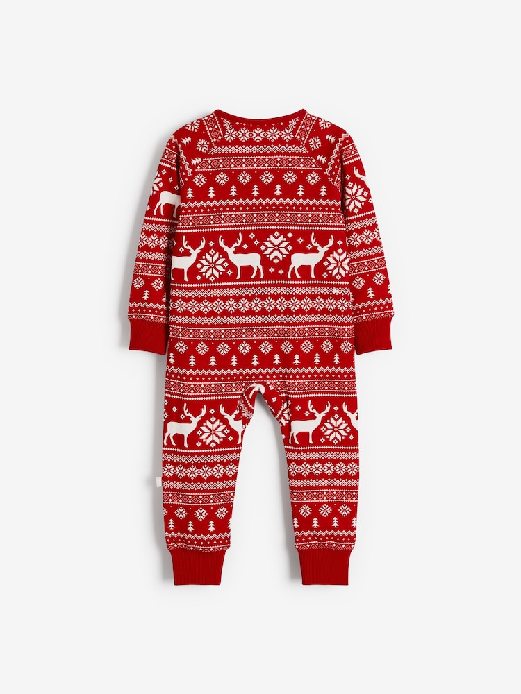 Rouge - The Little Tailor Baby 100% Cotton Reindeer Christmas Fairisle Pattern All-In-One (en anglais) - Image 4 of 5