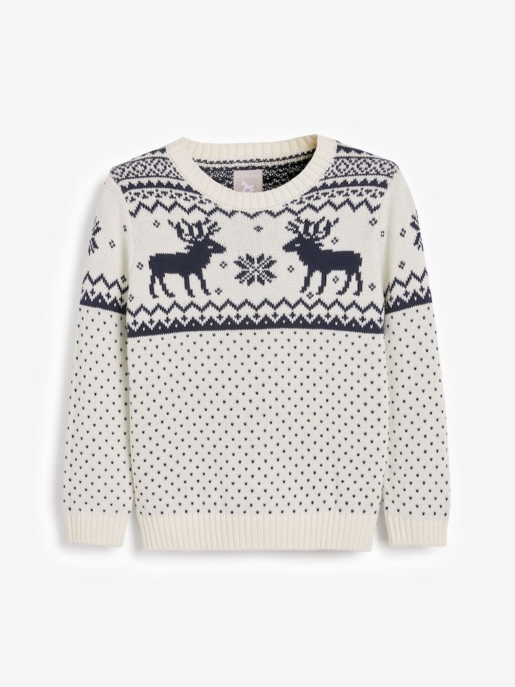 The Little Tailor Kids Christmas 100% Cotton Reindeer Pattern Jumper - Image 3 of 5