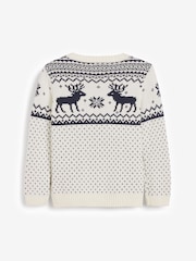 The Little Tailor Kids Christmas 100% Cotton Reindeer Pattern Jumper - Image 4 of 5