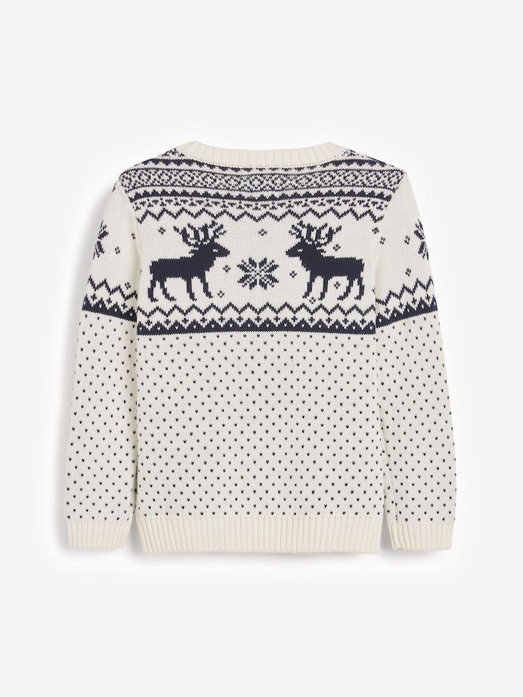 The Little Tailor Kids Christmas 100% Cotton Reindeer Pattern Jumper - Image 4 of 5