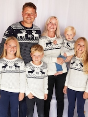 The Little Tailor Kids Christmas 100% Cotton Reindeer Pattern Jumper - Image 2 of 5