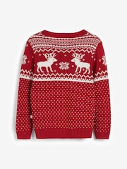 The Little Tailor Kids Christmas 100% Cotton Reindeer Pattern Jumper - Image 4 of 5