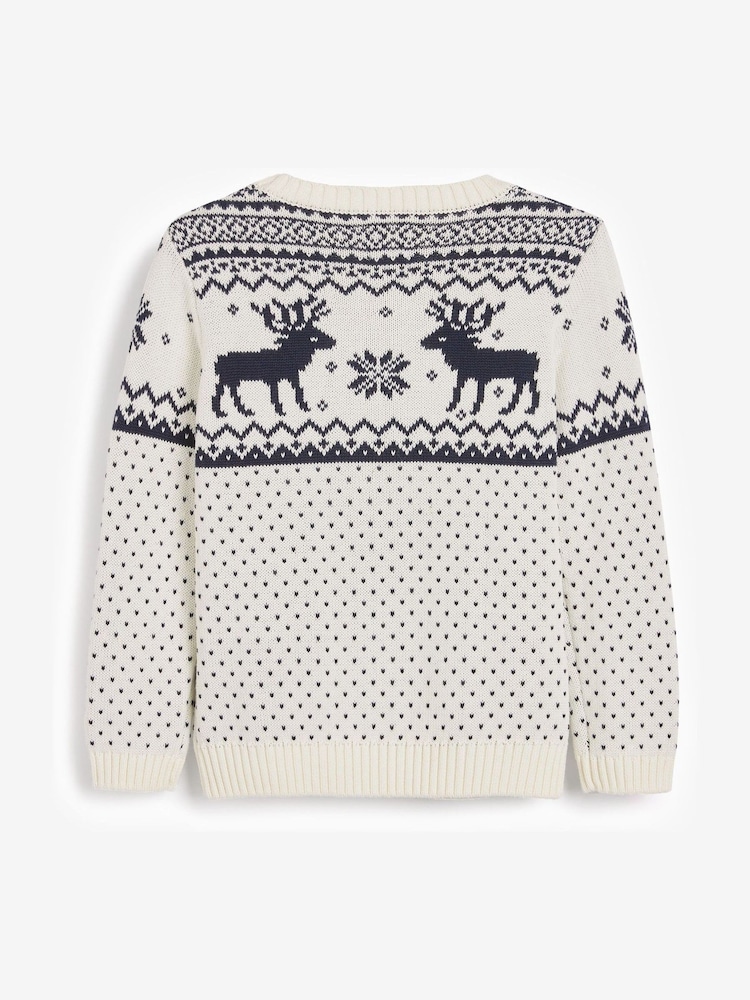 The Little Tailor Kids Christmas 100% Cotton Reindeer Pattern Jumper - Image 4 of 5