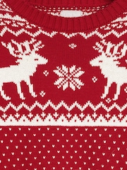 The Little Tailor Kids Christmas 100% Cotton Reindeer Pattern Jumper - Image 5 of 5