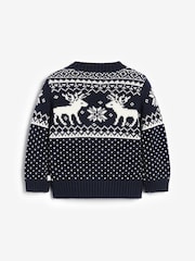 The Little Tailor Baby Christmas 100% Cotton Reindeer Fairisle Pattern Jumper - Image 4 of 5