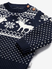 The Little Tailor Baby Christmas 100% Cotton Reindeer Fairisle Pattern Jumper - Image 5 of 5