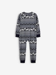 The Little Tailor Kids Reindeer Christmas Fairisle Pattern 100% Cotton All-In-One - Image 7 of 8