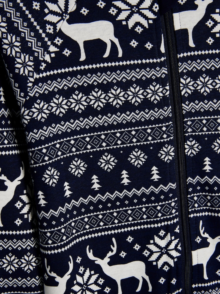 The Little Tailor Kids Reindeer Christmas Fairisle Pattern 100% Cotton All-In-One - Image 8 of 8