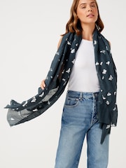 Charcoal Grey Butterfly Foil Lightweight Scarf - Image 2 of 4
